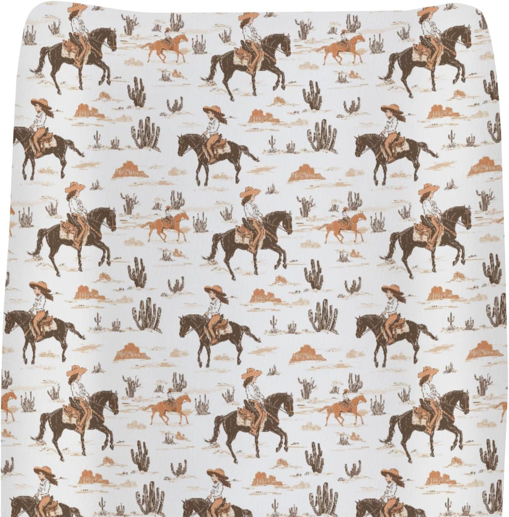 ZoUbqchY vintage cowgirl changing pad cover front view nursery decor