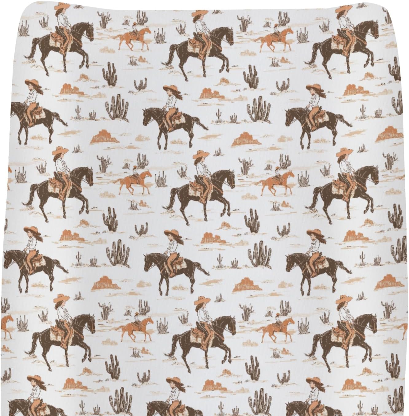 ZoUbqchY vintage cowgirl and horse changing pad cover front view