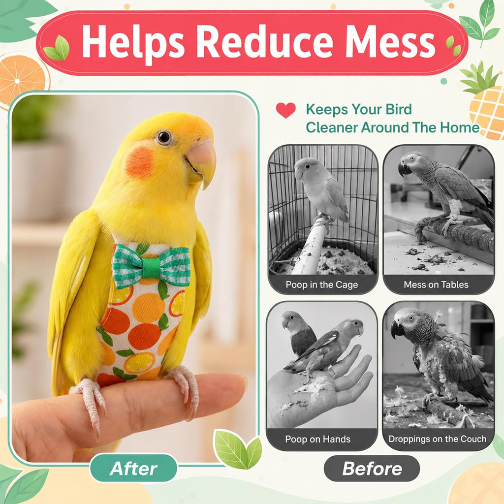 6 Pcs Bird Diaper, Reusable Chicken Diapers, Parrot Diaper Flight Suit with Waterproof Inner - Cute Pet Bird Diapers for Cockatiel Budgie Canary Lovebird - Image 8
