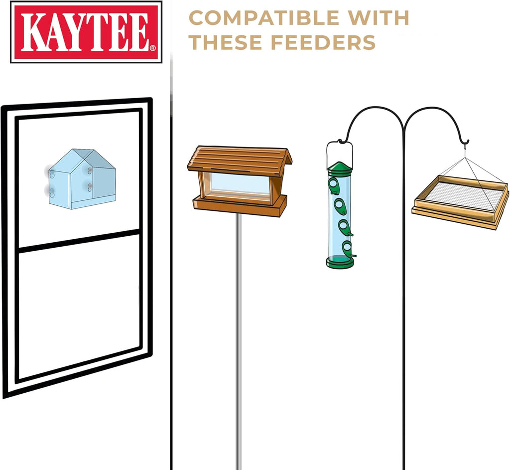Clean patio area under a bird feeder using Kaytee No Mess wild bird food.