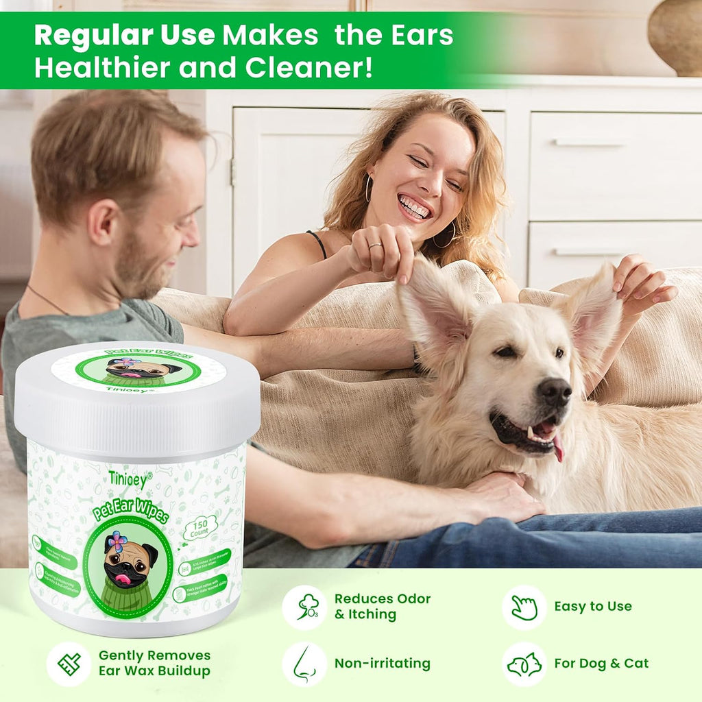 Tinioey plant-based pet ear cleaning wipes packaging