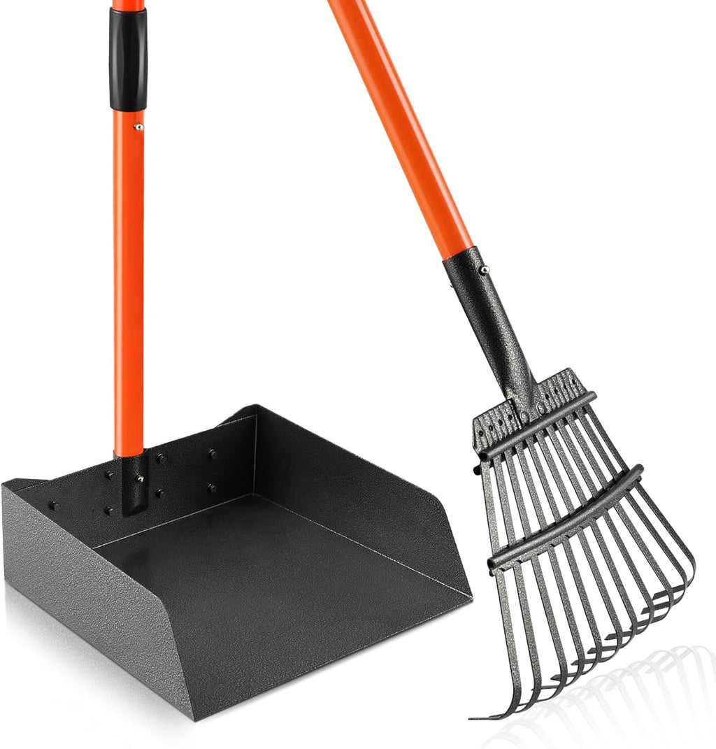 Pooper Scooper, Long Handle Dog Pooper Scooper for Medium Small Dogs Heavy Duty, Pet Supplies Stainless Metal Tray and Rake Set, Use on Grass, Dirt or Gravel - Image 11