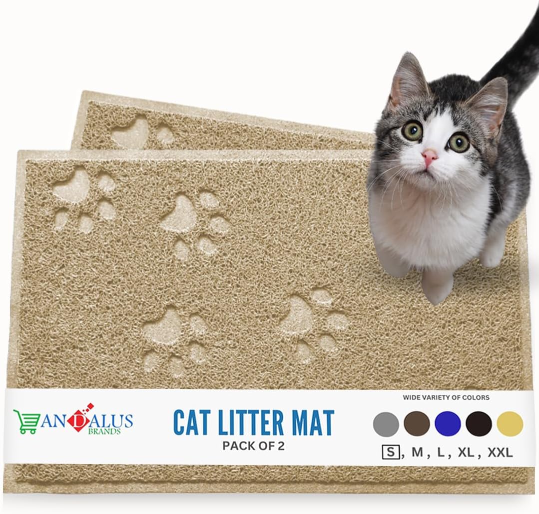 Andalus Small Cat Litter Mat, Pack of 1 - Waterproof, Non-Slip & Easy to Clean Cat Litter Box Mat for Extra Efficient Pet Litter-Trapping, Grey (15.75" X 11.75") - Image 14