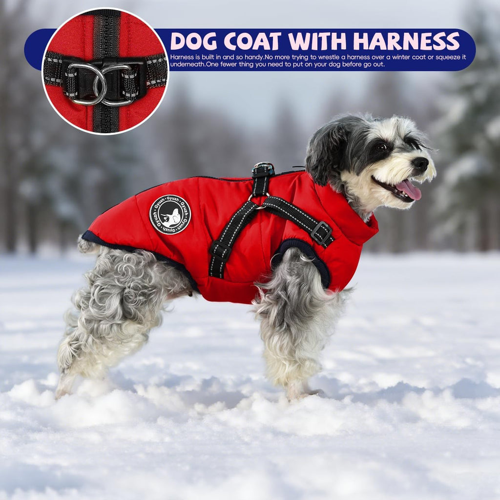 Gyuzh Dog Coat with Harness Puppy Coats Small Dog Harness Jacket Winter Waterproof Jackets for Smal Medium Large Dogs - Image 9
