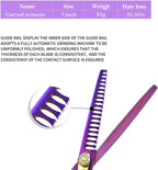 Purple Dragon Japanese stainless steel dog grooming chunker shear close up view