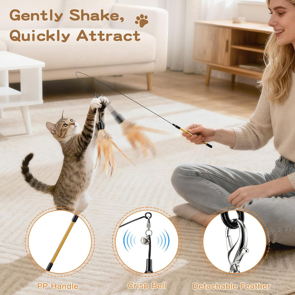Extra long 34.5 inch flexible wire cat toy rod