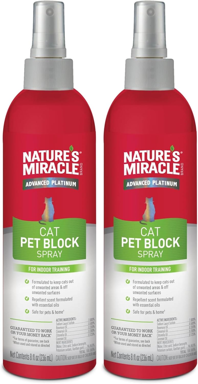Nature's Miracle Advanced Platinum Cat Pet Block Repellent Spray, 8 Ounces, Indoor Training Aid for Cats - Image 11