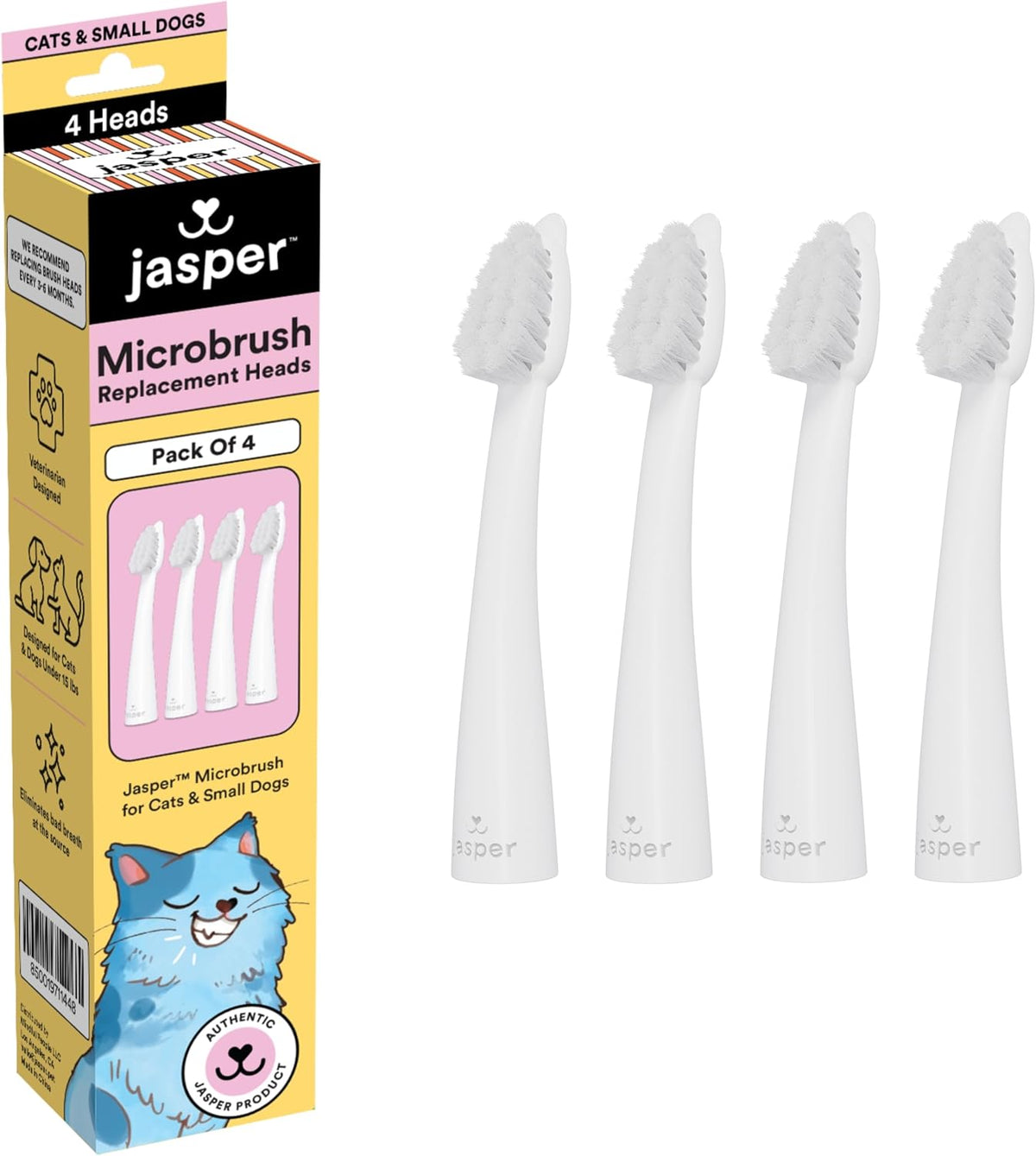 Jasper Microbrush Vet Approved Cat Toothbrush, Soft-Bristled Toothbrush Kit for Felines & Small Dogs, Non-Slip Handle, Tooth Brush Heads, Use with Cat Toothpaste, 4-Pack Blue - Image 12