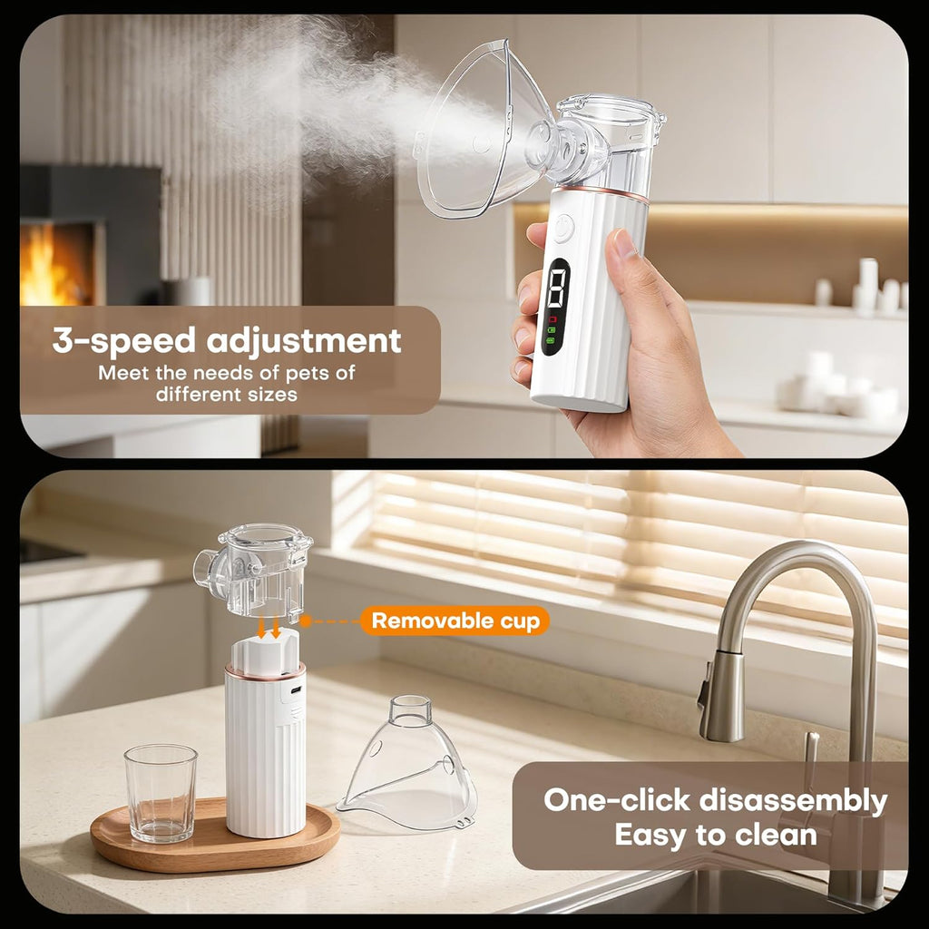 Maitmt rechargeable pet inhaler device with included silicone masks for small animals.