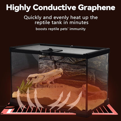 Close up view of the Hamiledyi 7 Watt reptile heating mat emphasizing its slim space saving profile.