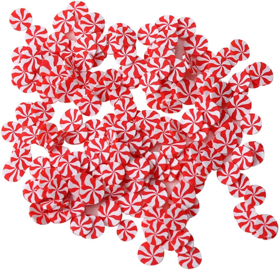 Uuyyeo 5mm peppermint candy polymer clay sprinkles front view