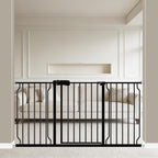 WAOWAO extra wide baby gate front view installed in a wide hallway doorway.