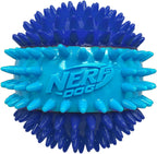 Nerf Dog blue squeaky dog ball showcasing durable thermoplastic rubber material