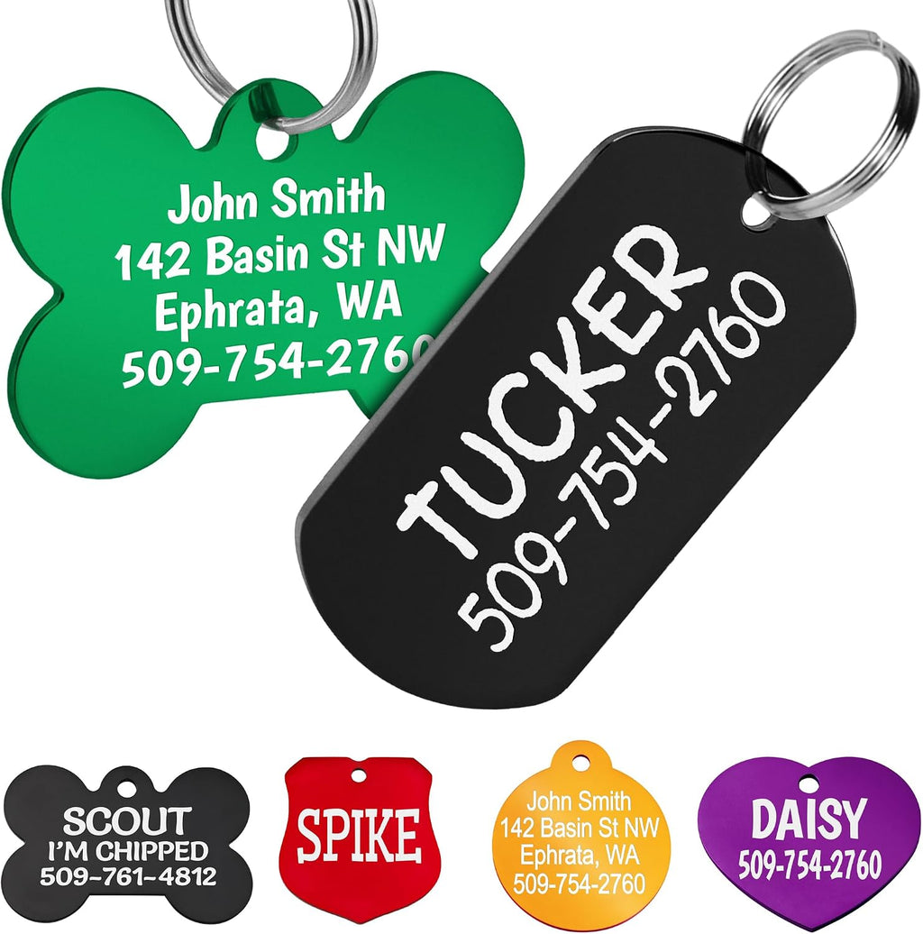GoTags Dog Tags, Personalized Engraved Dog and Cat ID Tags for Pets, Custom Engraved on Both Sides, Various Shapes Including Bone, Round, Heart, Bow Tie, Star, and Badge (Large - Pack of 1) - Image 9