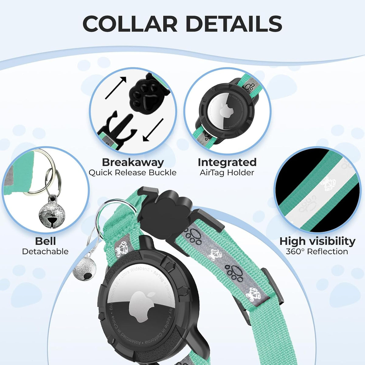 The adjustable slide buckle of the Odokele kitten collar demonstrating the 8 to 13 inch size range
