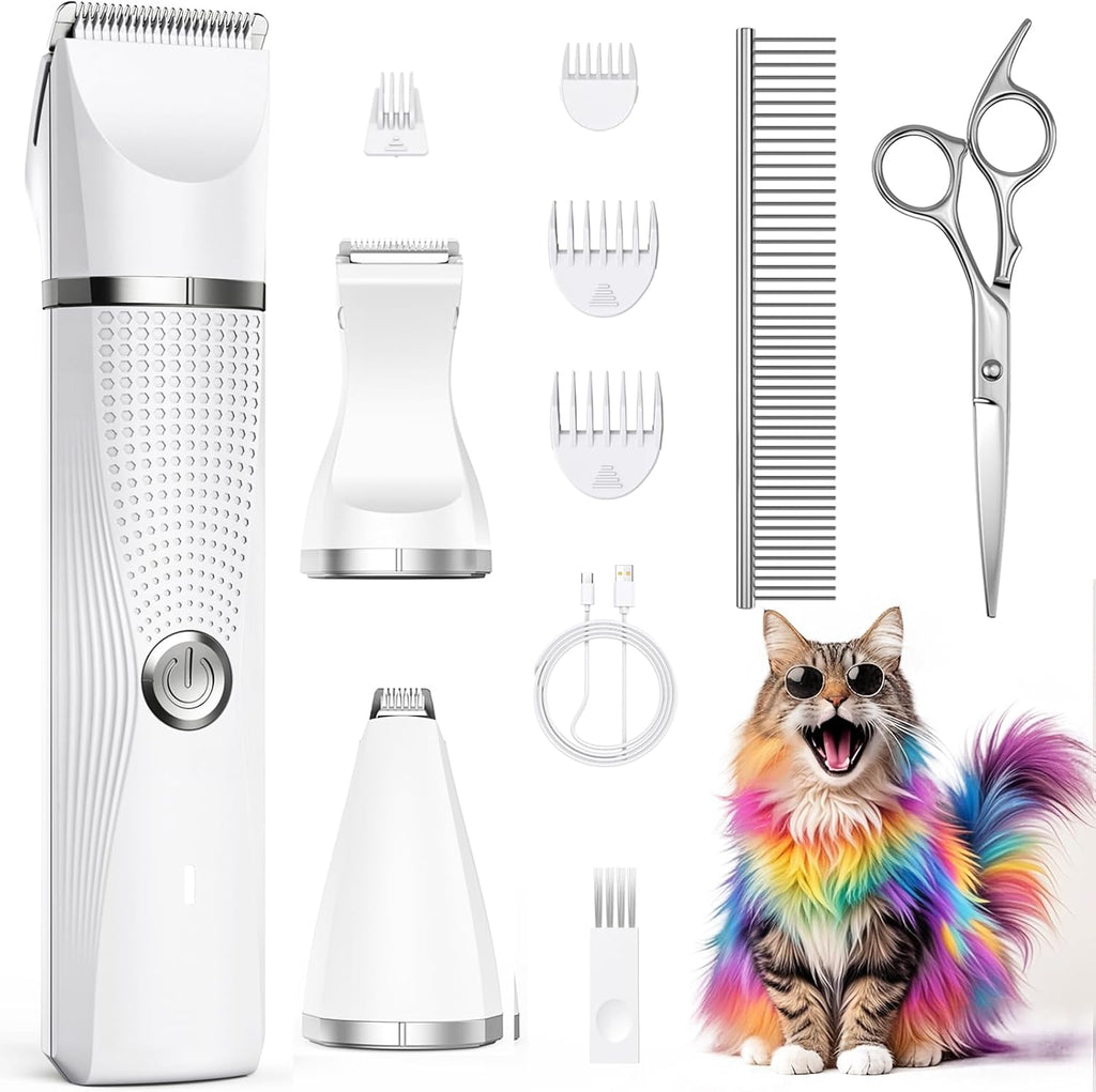 Bautrium Cat Grooming Clippers Kit white electric pet hair trimmer front view