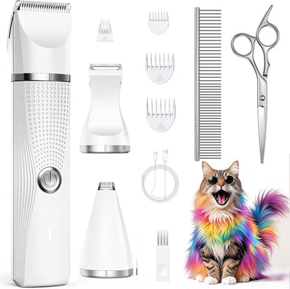 Bautrium Cat Grooming Clippers Kit white electric pet hair trimmer front view