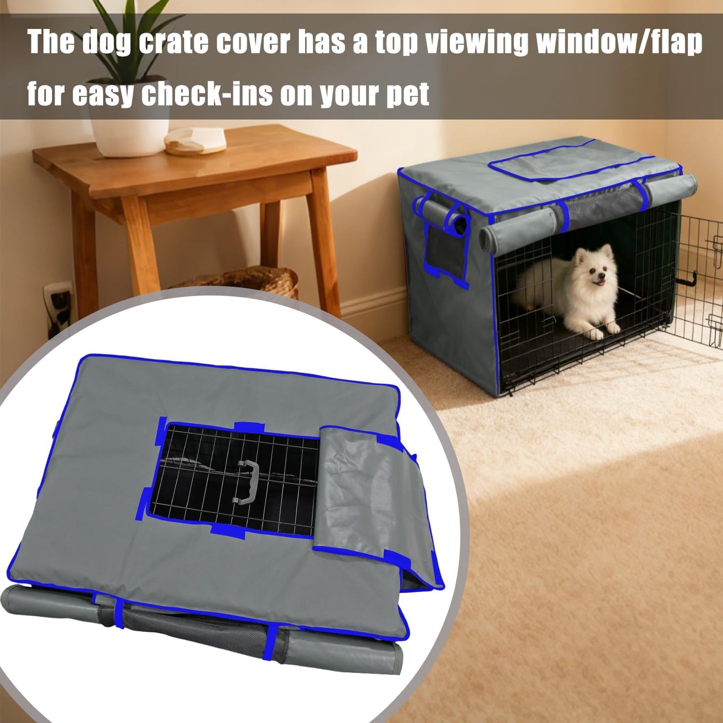 Guwamy privacy blocking grey pet crate cover fully zipped enclosure