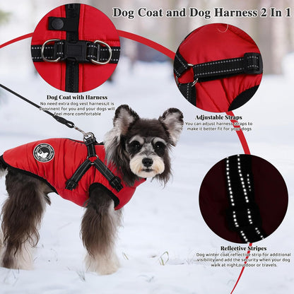 Waterproof fleece lined dog coat for cold weather