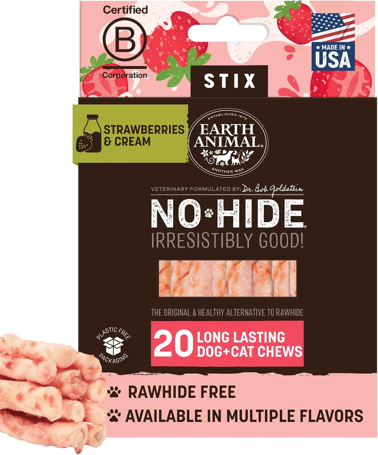 Earth Animal No Hide Stix - Long Lasting Rawhide Free Small Dog Chews Sticks, Chicken - 20 Count Value Pack - Image 9