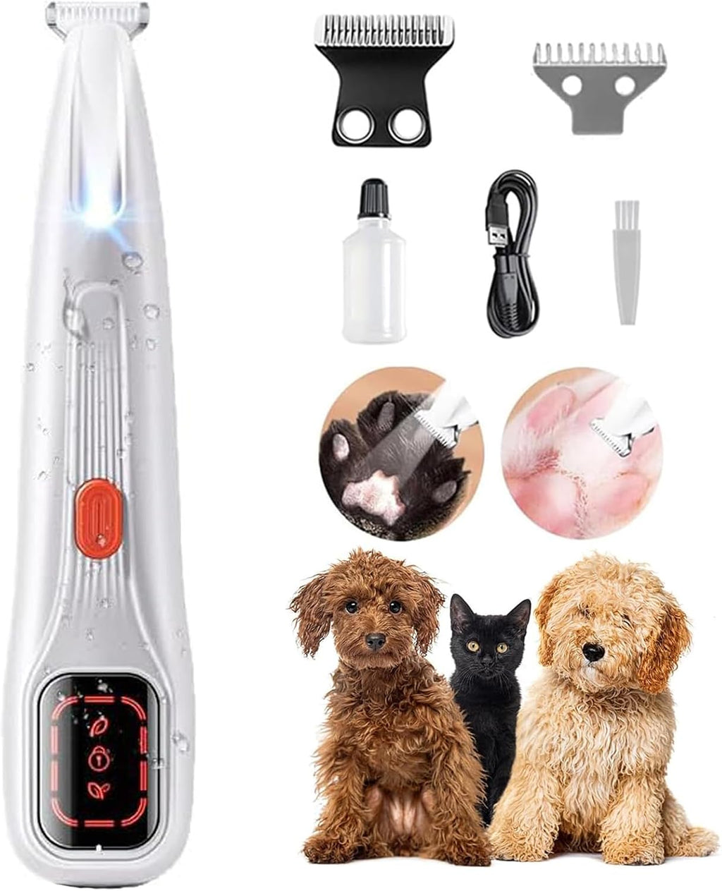 2026 New Pet Precision Trimmer, Dog Paw Trimmer with LED Light, Low Noise, IP68 Waterproof, Dual-Speed Motor, Suit for Trimming Paw, Ear, Face, Butt, Eyebrows, USB Rechageble - Image 10