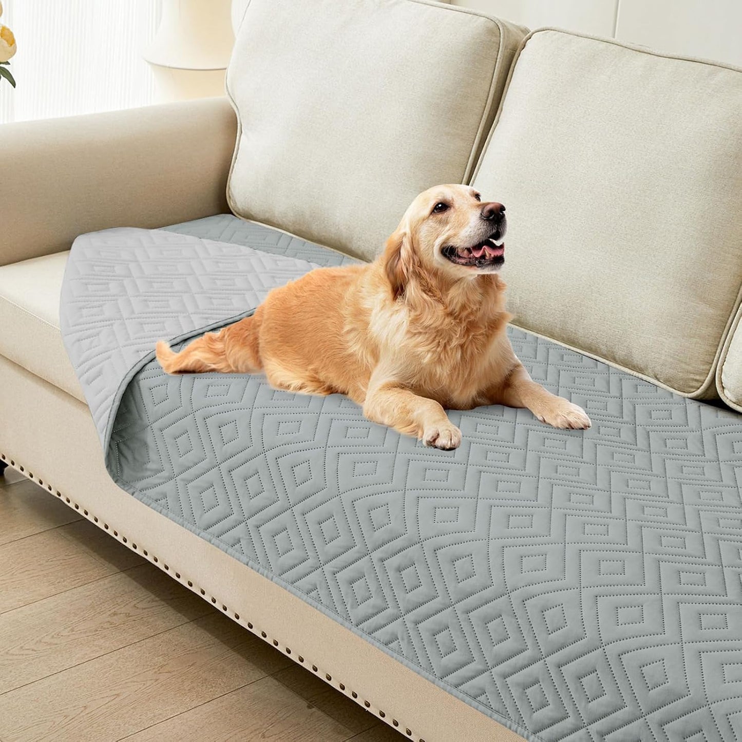 hyha Waterproof Dog Blanket, Soft Pet Bed Blankets, Waterproof Sofa Couch Cover for Dogs Washable, Reversible Pet Couch Covers for Sofa Furniture (30x70 Inch, Grey/Dark Grey) - Image 10