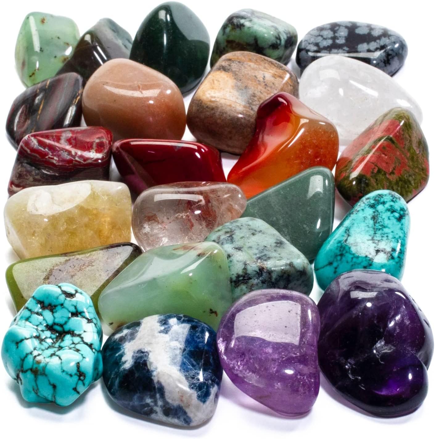 KALIFANO Bulk Tumbled Stones front view of 1000 carat crystal assortment