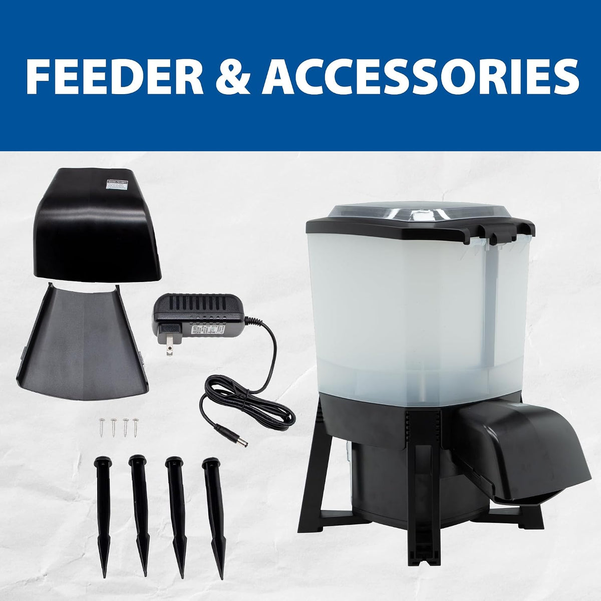 Solar powered outdoor fish feeder with digital timer close up on the control interface.