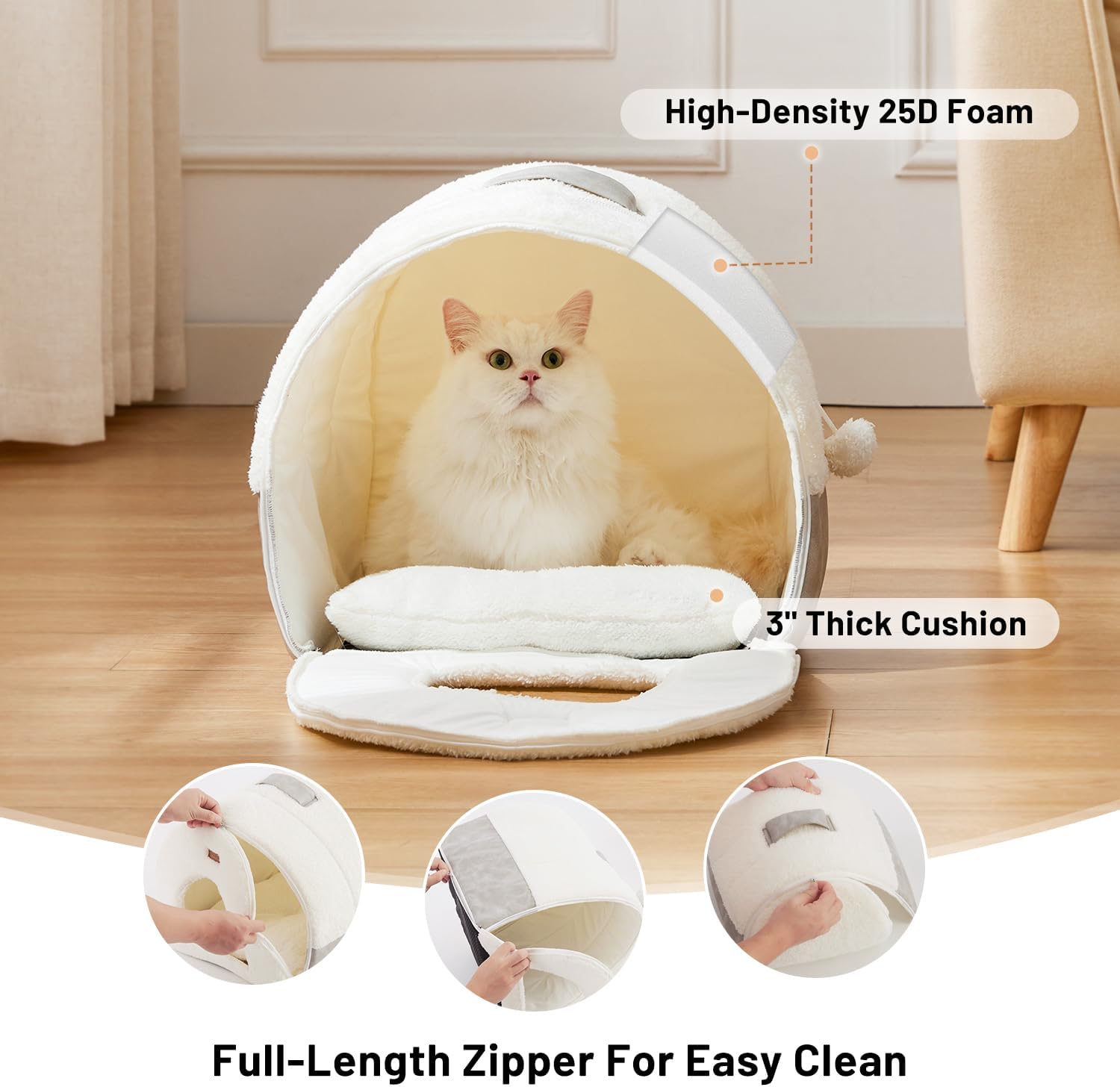 Close up of Zomisia cat bed non-slip bottom texture