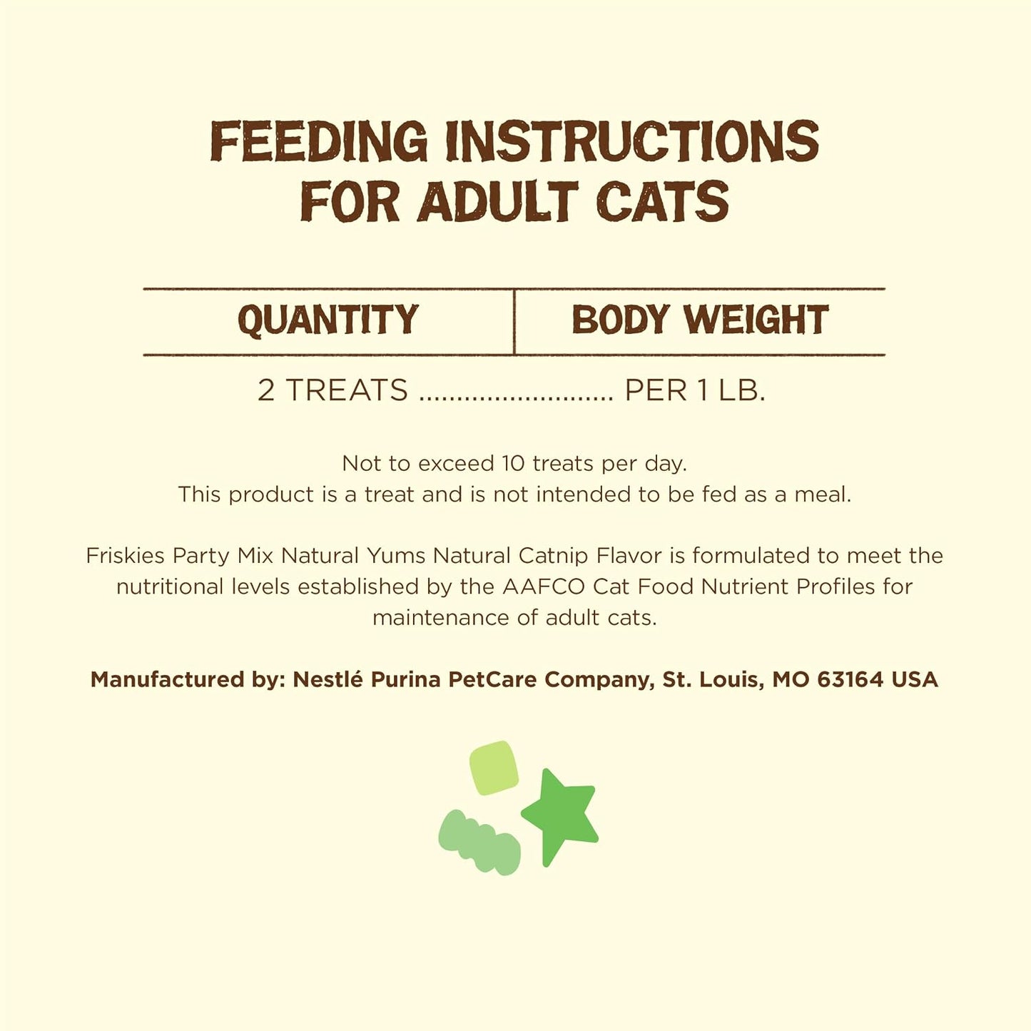 Premium feline natural treats with vitamins and minerals back view.