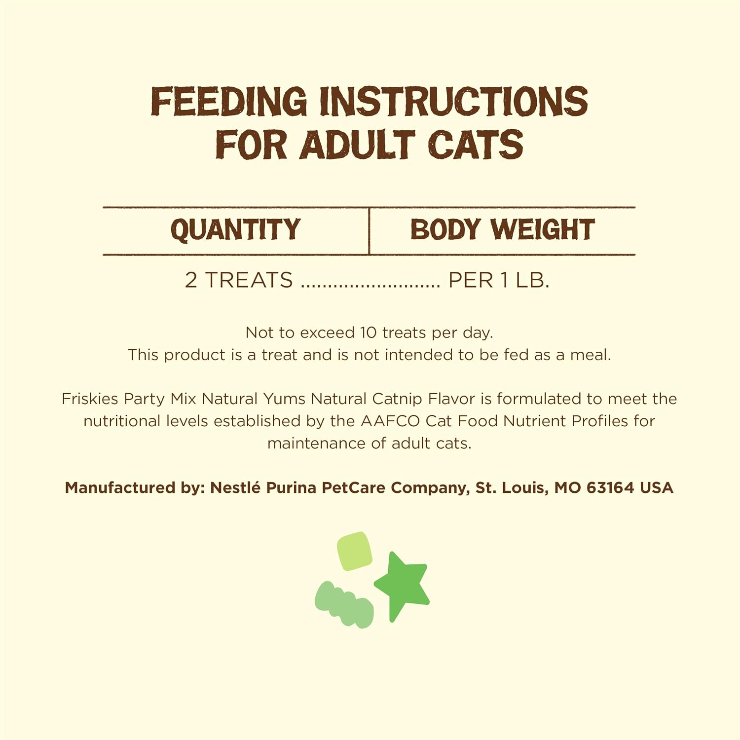 Premium feline natural treats with vitamins and minerals back view.