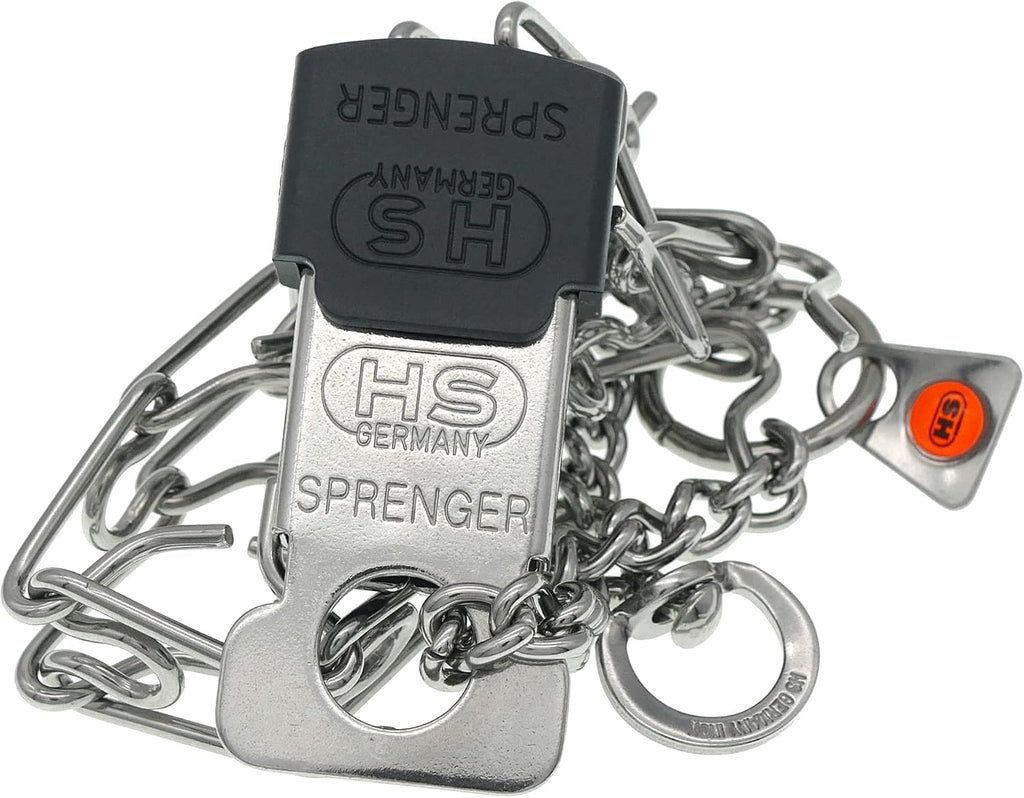 Solid center plate of the Herm Sprenger dog training collar for even pressure.