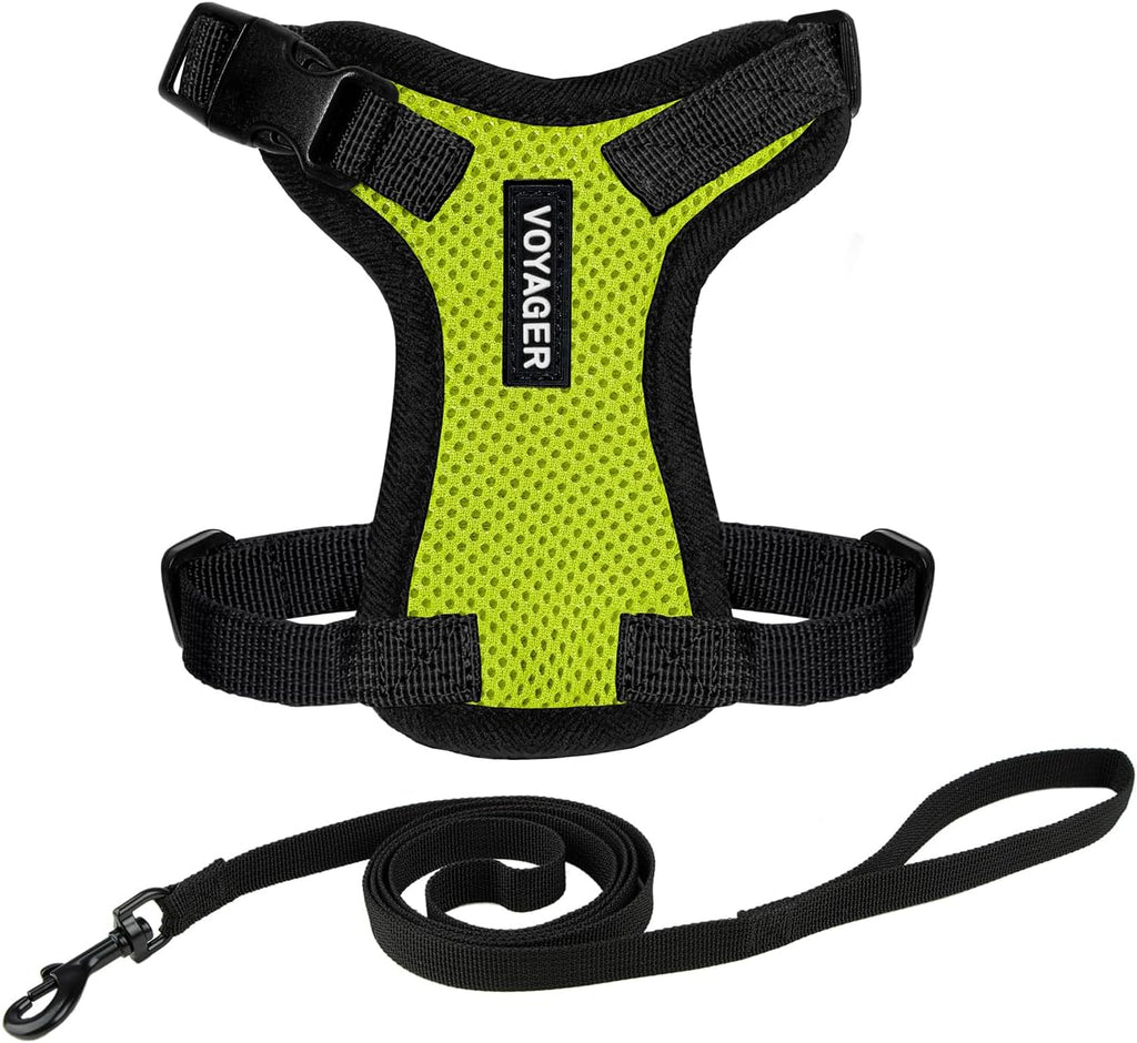 Voyager Escape-Proof Step-in Lock Cat Harness & 5ft Neoprene-Handle Leash Set All-Weather Mesh with Reflective Stitching for Small to Large Cats by Best Pet Supplies, Lime (327), XS - Image 15