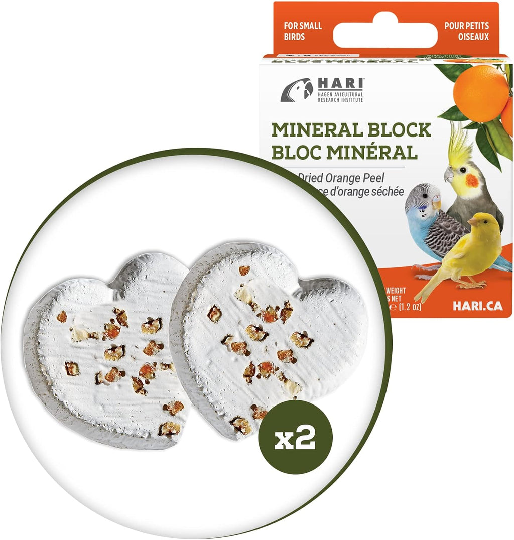 Hari mineral block attached to wire cage bars with clip