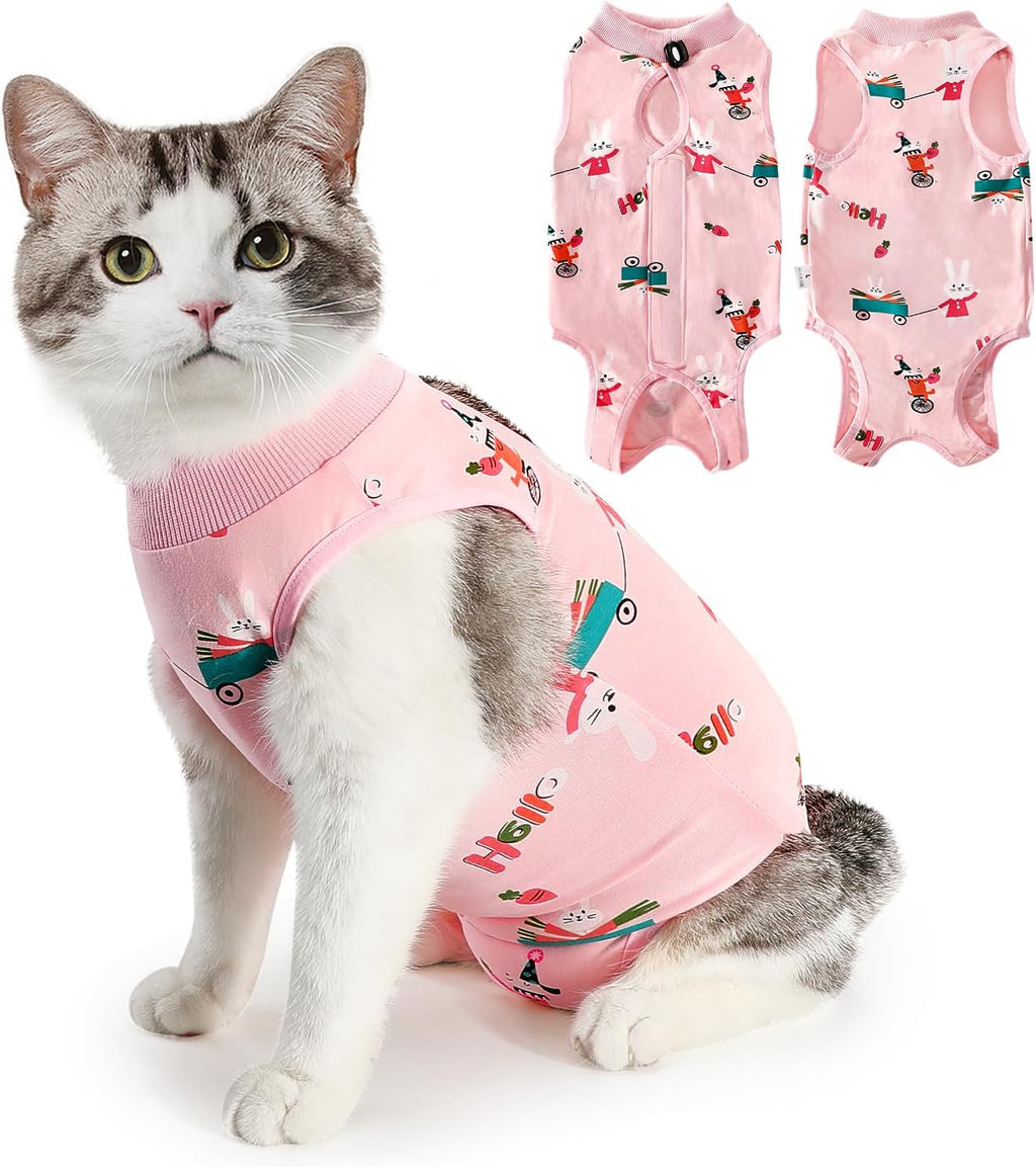 SlowTon Cat Recovery Suit - Cat Onesie for Cats After Surgery Female Male, Kitten Clothes Cats Surgical Spay Suit Abdominal Wounds, E-Collar Alternative Bodysuit Shirt Anti-Licking (Blue Flower,M) - Image 14