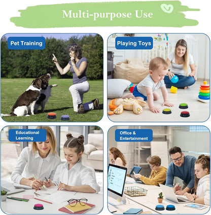 Demonstration of the voice recording function on the Gelabur talking buttons for pet owners and teachers.