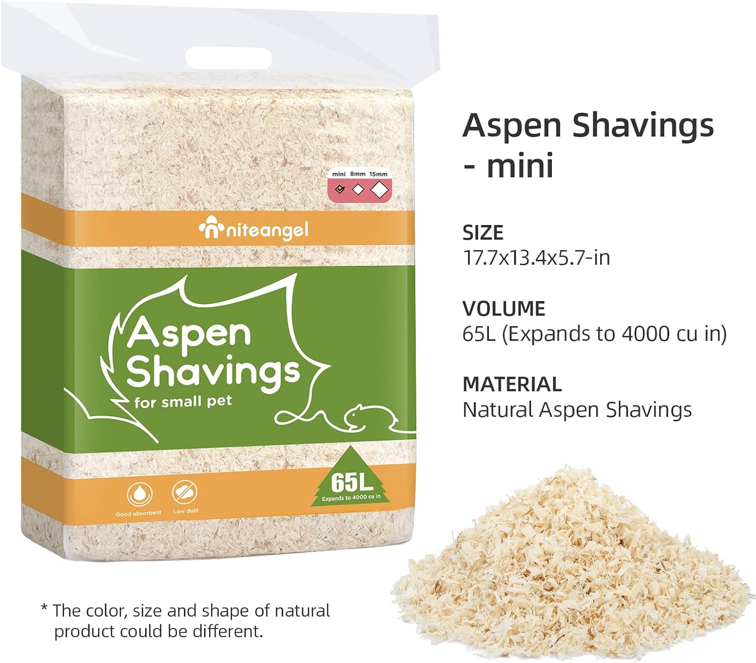 Small pet enclosure with deep layer of Niteangel aspen shavings