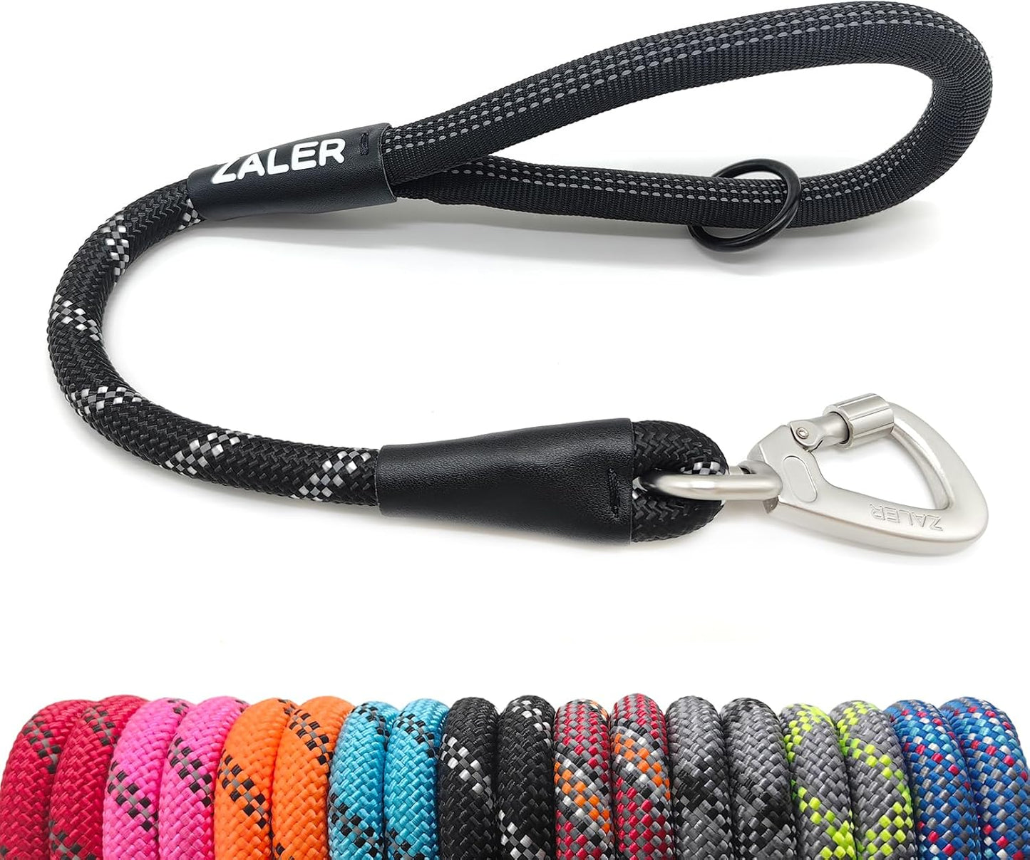 Zaler short dog leash front view premium heavy duty traffic lead