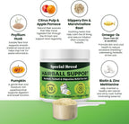 Back label of Special Breed Hairball Support illustrating daily dosage directions and nutritional profile