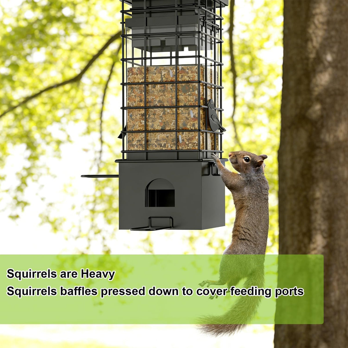 Metal Squirrel Proof Bird Feeder,2.5LB Capacity,Easy Refill & Clean - Image 5