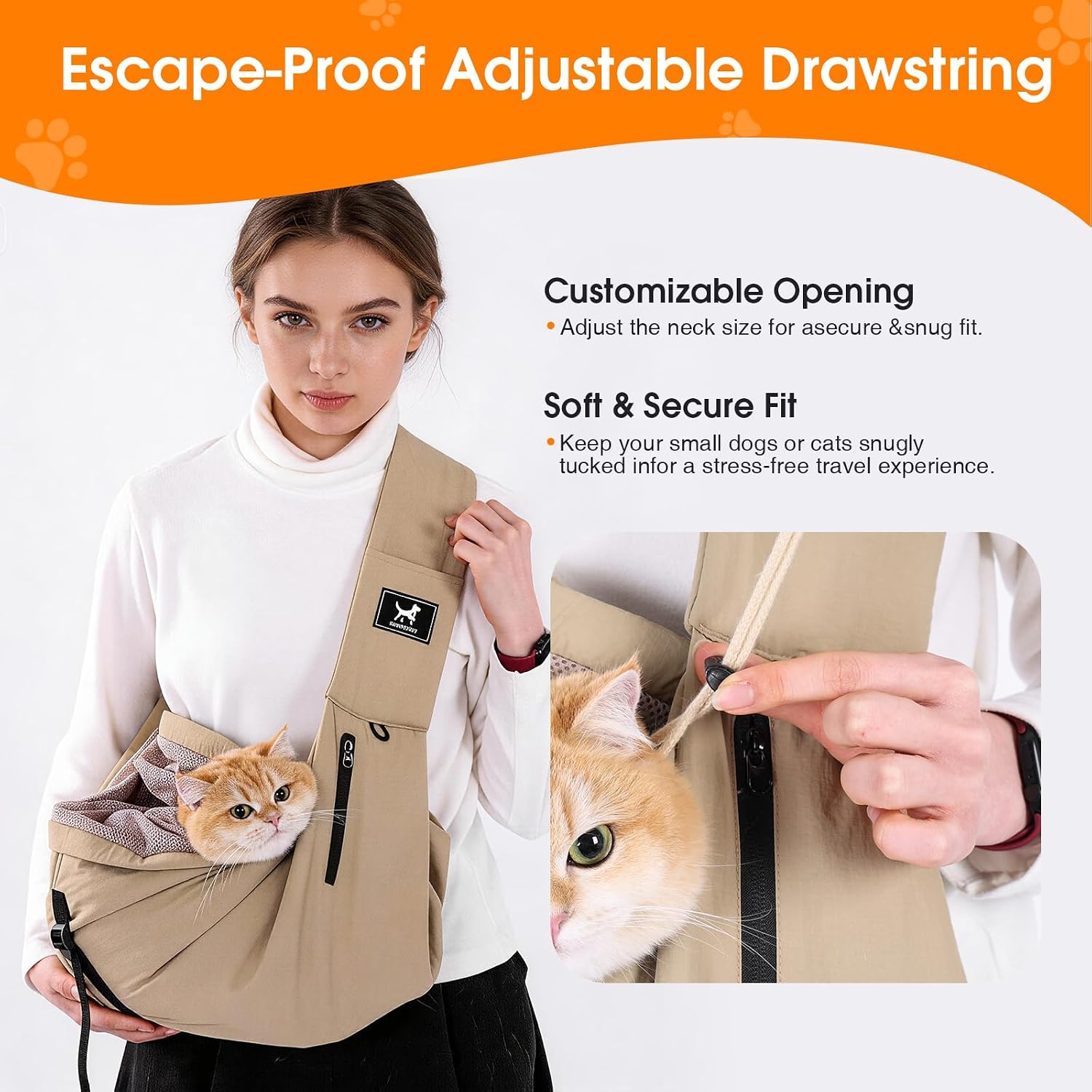 Close up of breathable air mesh interior in pet sling