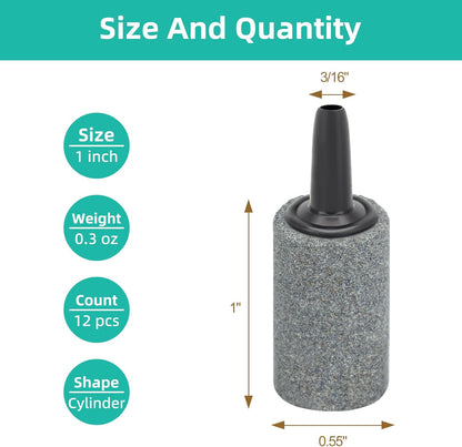 Close-up of the black nozzle connector on the DaToo one inch air stone.