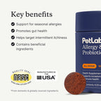 PetLab Co. allergy and immune daily dog probiotics ingredient benefits breakdown.