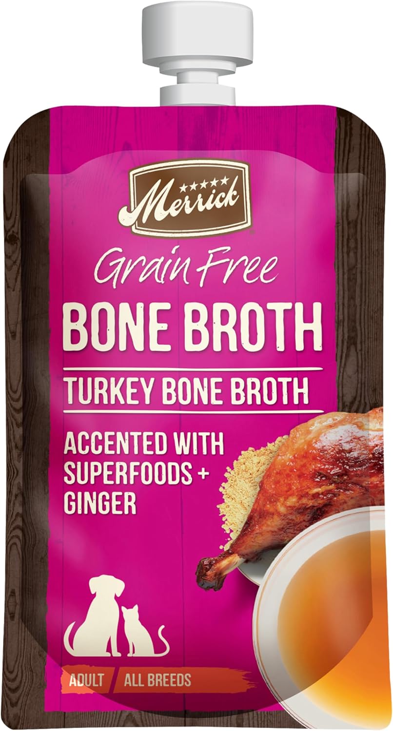 Merrick Grain Free Bone Broth, Premium Human Grade And Gluten Free Dog And Cat Food Topper Pouches, Chicken - 16 oz. Pouch - Image 15