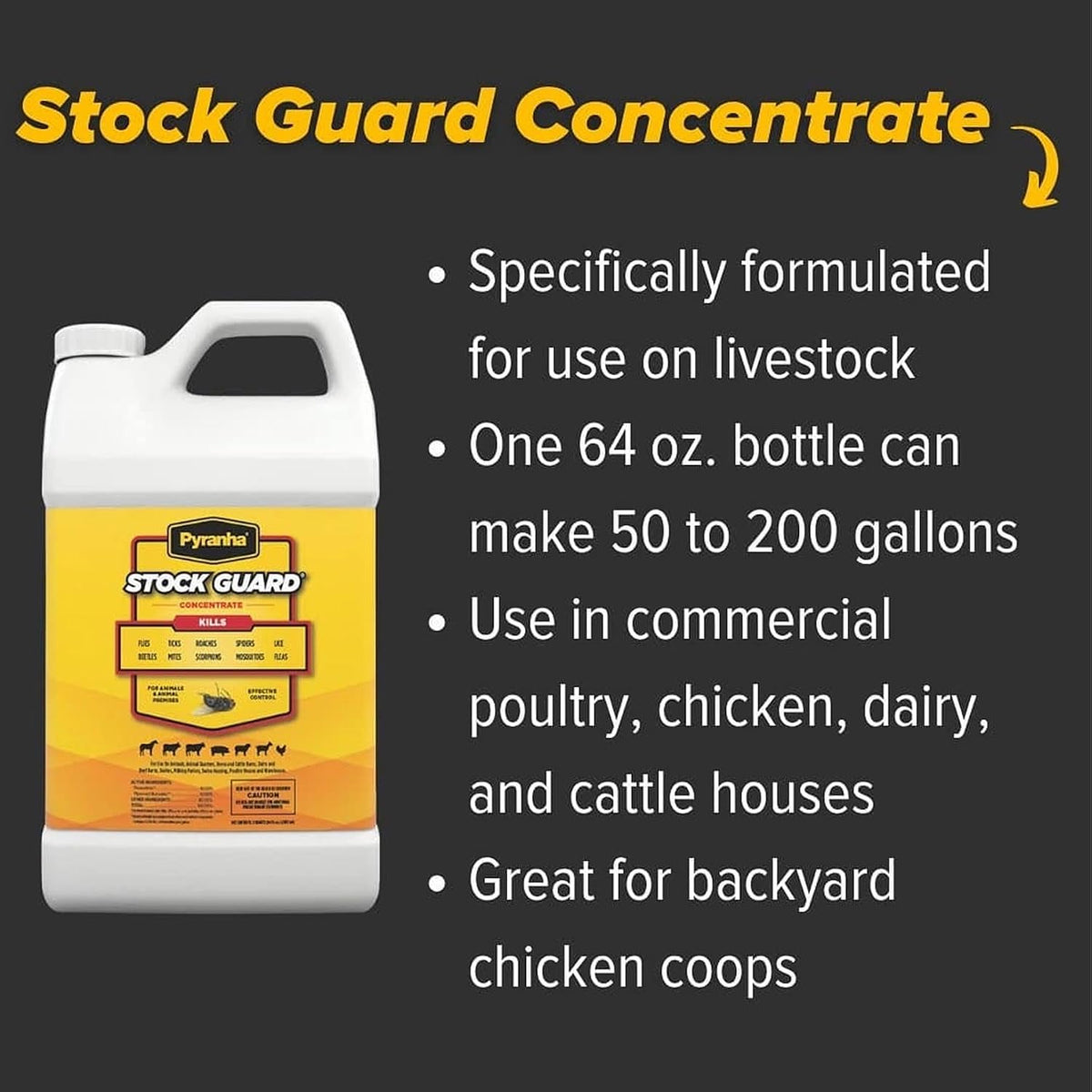 Pyranha Stock Guard eight ounce liquid fly repellent for horses and cattle premises