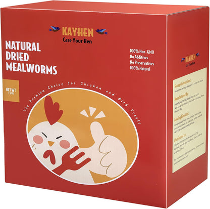 Dried mealworms scattered on ground for poultry