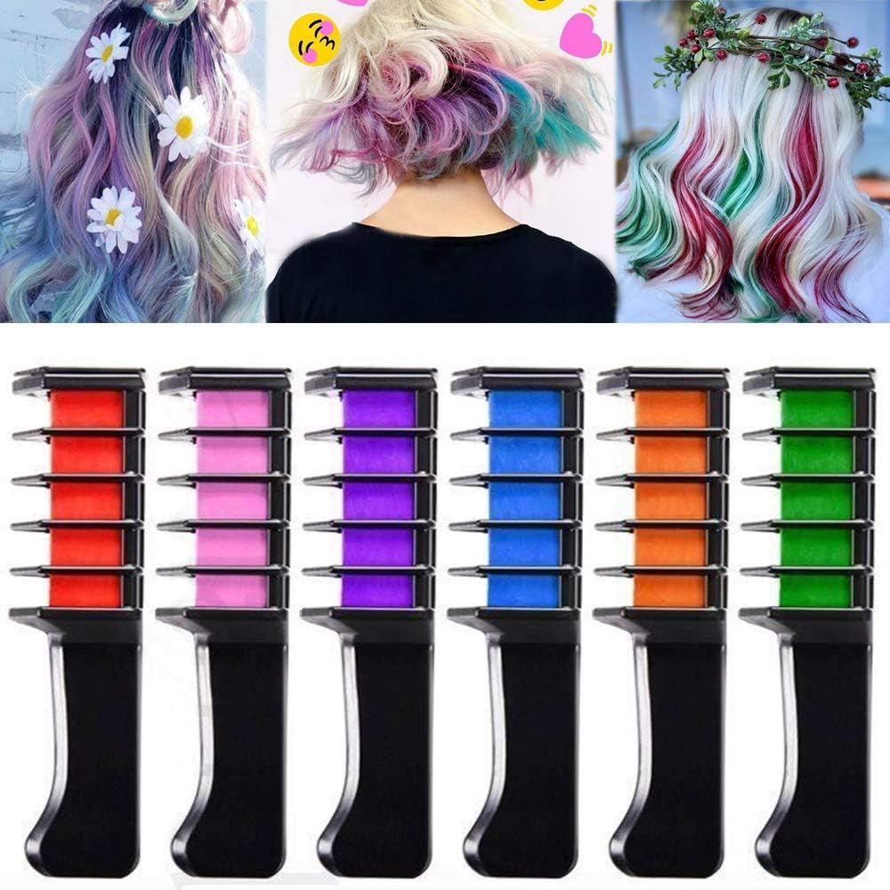 EBANKU Temporary Hair Chalk Comb six color set front packaging view showcasing vibrant temporary hair colors for kids