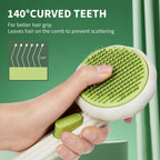 Ergonomic non slip handle design of the VIOJOJO dog deshedding slicker brush.