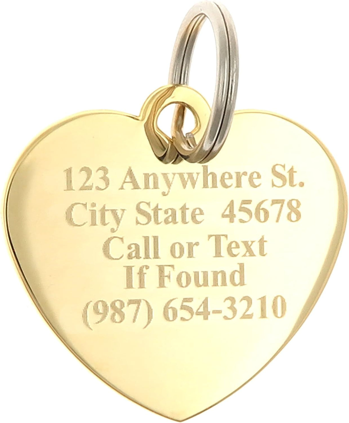 Yippo Accessories medium heart rhinestone pet jewelry tag displayed with split ring