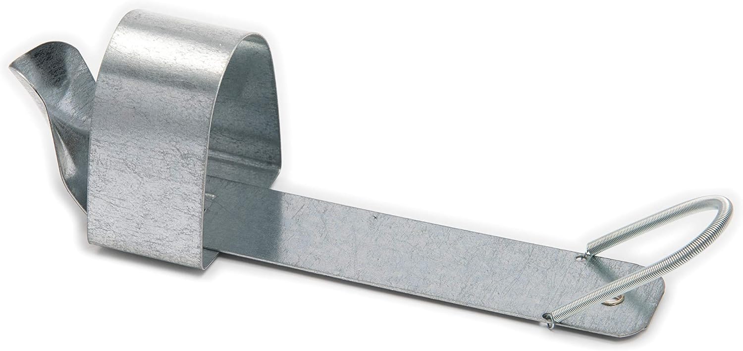 Heavy duty unpainted metal chew guard protecting an eight Ounce bottle.
